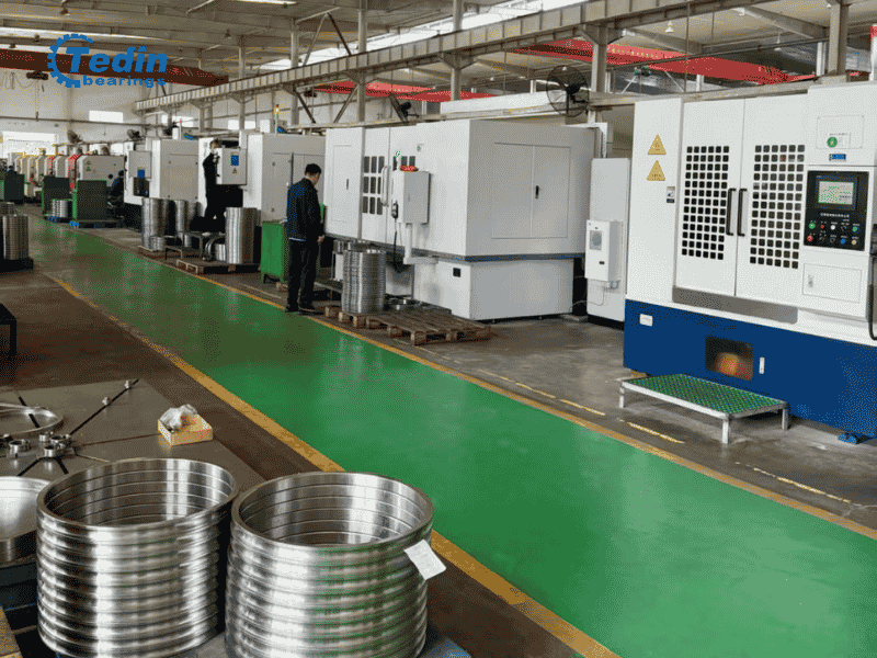 Advanced CNC machining and grinding line for precision bearing rings.