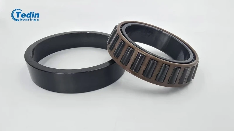 Tailored custom tapered roller bearings with black oxide surface treatment and a PEEK polymer cage
