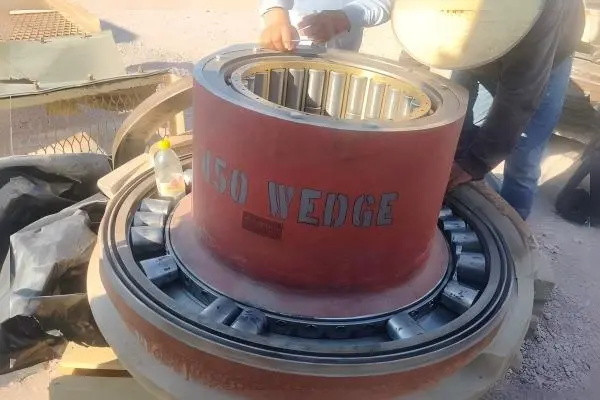 MVP450 cone crusher replacement bearings prepared for rebuild project and sea shipment