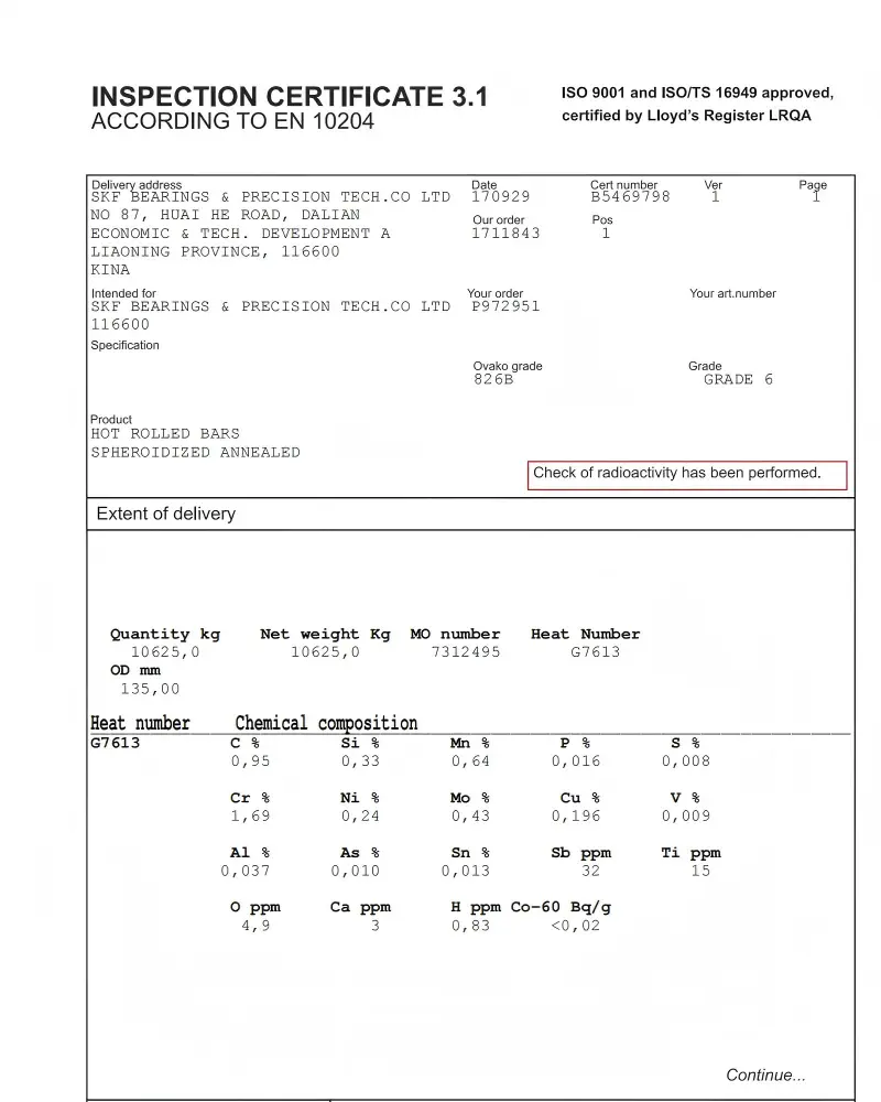 Material Test Report