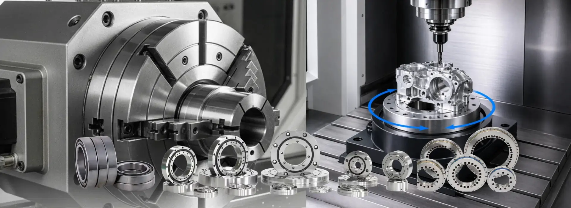 Rotary table bearings for CNC indexing tables B-axis and C-axis positioning systems