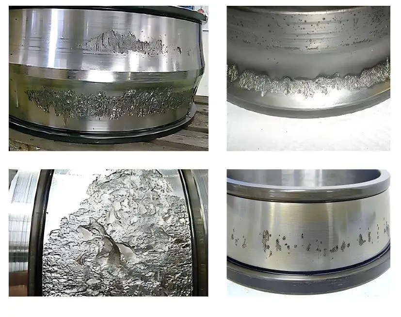 Gearbox bearing damage patterns: spalling, pitting, smearing and overheating tint