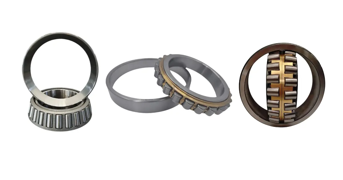 Tapered roller bearing, cylindrical roller bearing and spherical roller bearing side by side