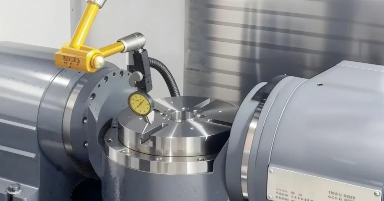 Rotary table illustration showing runout measurement and angular indexing