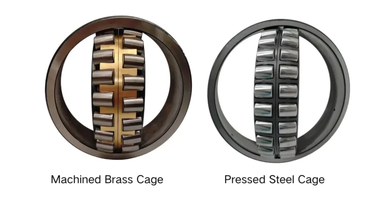 Spherical roller bearings with machined brass and pressed steel cages